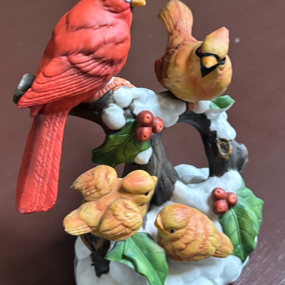 Family of Cardinals Ceramic Figurine